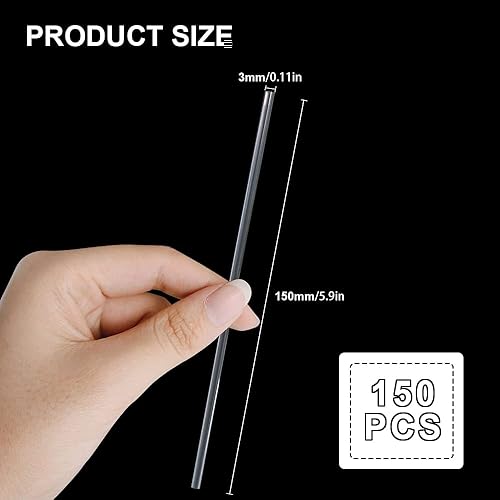 Miniatura 2 de 150 palitos acrílicos de 6 pulgadas, varillas de acrílico reutilizables transparentes de 0.12 pulgadas de diámetro, varillas acrílicas para estacas