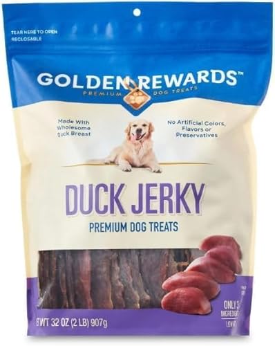 Golden Reward's Duck Jerky Premium Dog Treats, 32 oz – Natural Duck Flavor Dry Jerky for All Dog (Pack of 1)