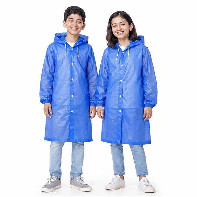 BRD&SONS Waterproof Raincoat with Hood, Blue, Reusable Long Rain Jacket for Hiking, Outdoor Travel, and Cycling (black, free size)-image-13