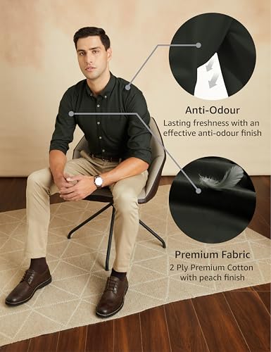 Image of Symbol Premium Men Stylish Solid All Day Fresh Buttondown Casual Shirt - Regular Fit | Plain | Full Sleeve | Cotton Semi Formal Wear (Available in Plus Size & Combo Pack)