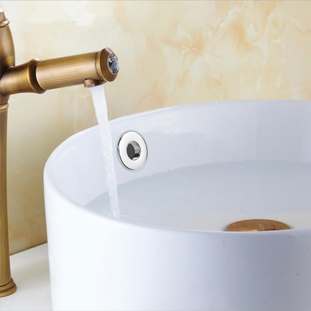 2-Pack Brass Sink Overflow Hole Covers - Decorative Rings For Bathroom/Kitchen Sink, Fits 22-24mm Holes - View #4