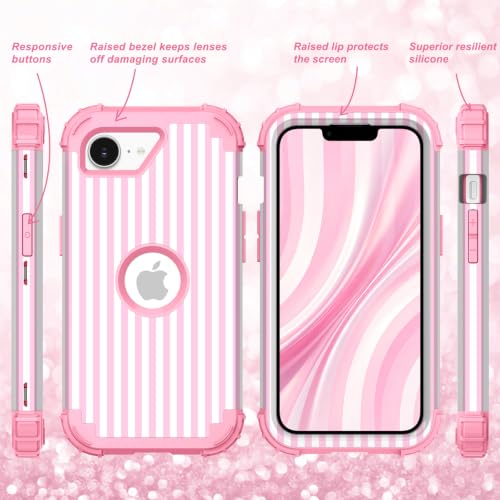 Coque iPhone 17e 16e protection robuste hybride silicone rose 6,1"