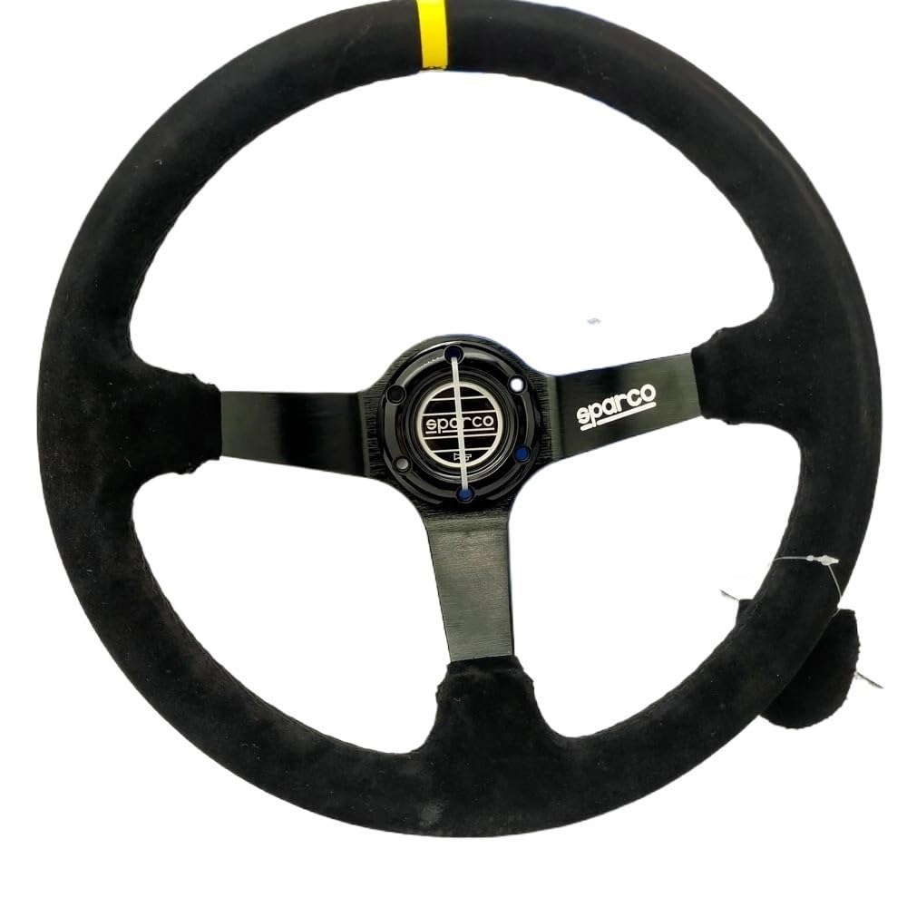 Volanti Auto Volante da corsa universale in pelle scamosciata for auto(White Letter)