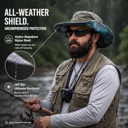Image of TOP-EX UVCoolix Cooling UPF50+ Wide Brim Sun Hat, Waterproof, Big Head | cooling sweatband, waterproof, water resistant, UV protection, wide brim, breathable, big-head fit, fishing, hiking, beach