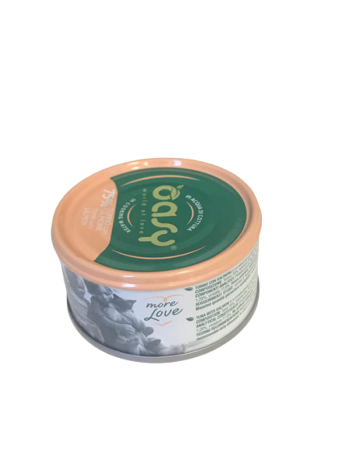 Oasy More Love cibo umido naturale per Gatti adulti gusto Tonno con Salmone. Confezione da 24 scatolette (1 scatoletta = 70 gr.) Formulato senza glutine