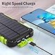 Solar Powerbank 26800mAh PD 15W Tragbares powerbank solar USB C Outdoor Wasserdichtes Externer Akku mit LED-Licht und 3 Ausgängen Solar Ladegerät für Smartphones, Tablets, Camping und mehr, Grün