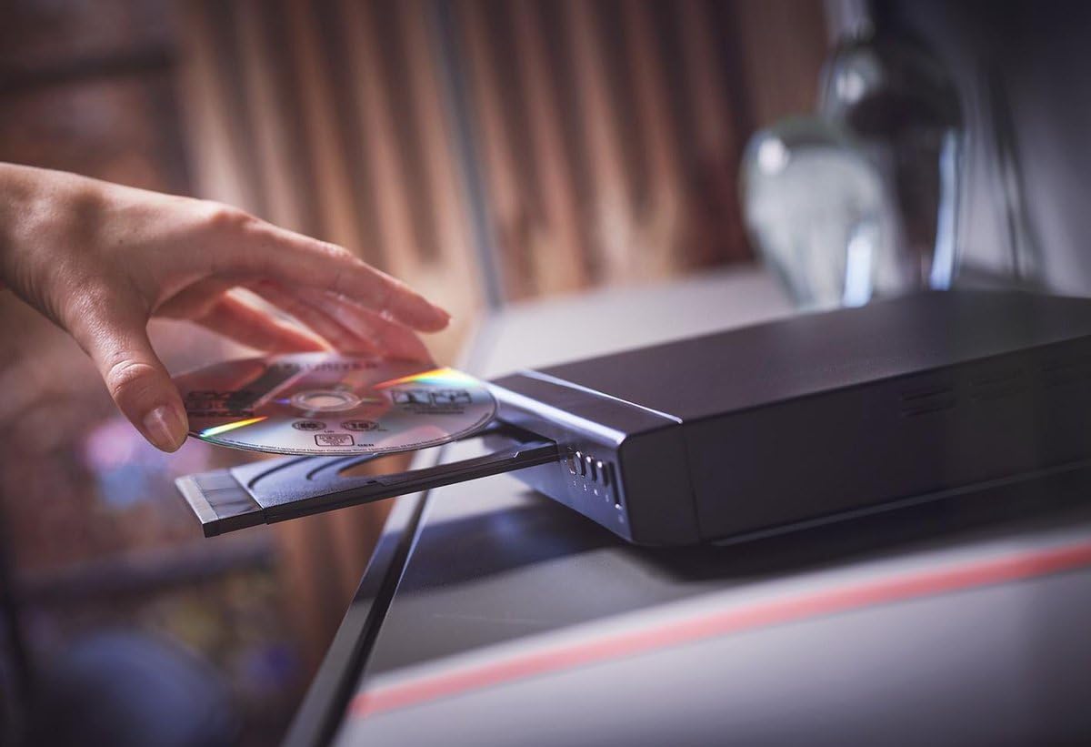 Philips TAEP200 Lecteur DVD pour téléviseur avec câble HDMI 1,5 m – Lecteur CD pour Presque Tous Les formats de disques – Port HDMI – Lien USB – Noir