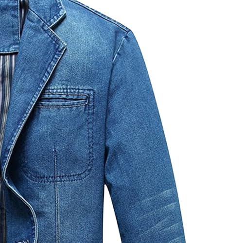 Mens Button Up Relaxed Fit Denim Suit Casual Dress Coat Colothes with Pockets Formal Office Lawyer Work Blazer (Light Blue,4X-Large)4