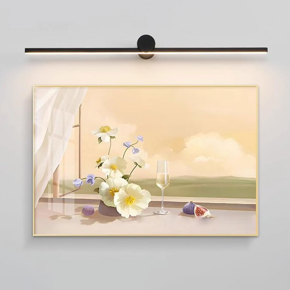 Jadssox Luci per quadri a LED Barra luminosa nera per vanità Lampada da bagno lineare su specchio, applique da parete minimaliste per vanità per bagno Camera da letto Comò Display con opere d'arte Lam
