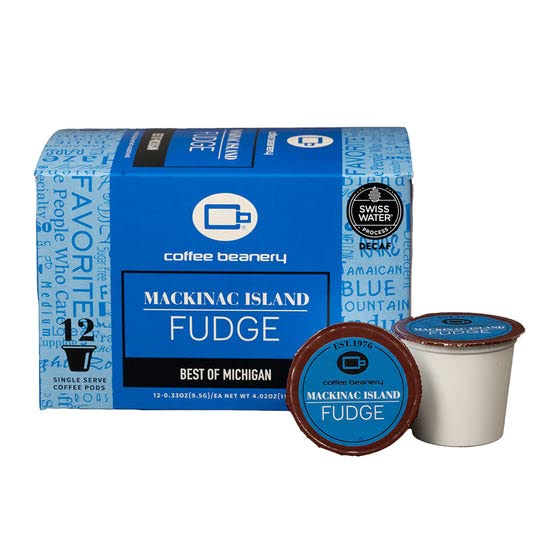 Mackinac Island Fudge Decaf Coffee Pods by Coffee Beanery | 12ct Medium Roast Arbica Coffee