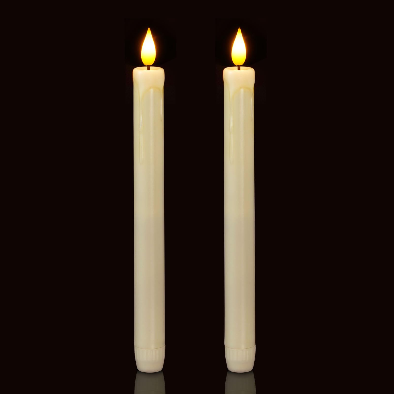 Paquete de 2, 3 y 6 velas cónicas sin llama, sin control remoto, realistas parpadeantes que funcionan con pilas, velas LED de plástico marfil seguras para bodas, decoración de mesa, Navidad y