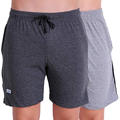 Image of T.T. Cotton Blend Shorts for Men | Regular Fit | Elasticated & Zipper | 2 Sided Pockets & 1 Back Pocket | Solid | Above Knee Length Bermuda Short | Ideal for Casual Outings