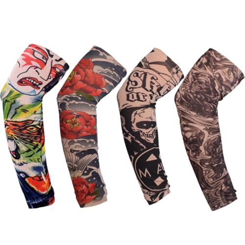 WRIRKN 4 Piezas Mangas de Tatuaje, Mangas de Tatuaje de Nylon Elástico Tatuaje Temporal Realista...