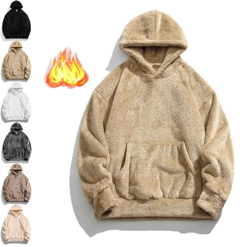 Qozys Fluffy Hoodie, Qozys Hoodie for Men, Fuzzy Sherpa Sweatshirt Pullover Hoodies for Men & Women,