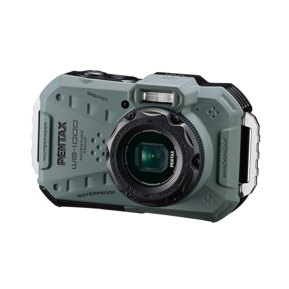 PENTAX WG-1000 waterproof digital compact camera, designed for casual outdoor and underwater photography, waterproof to a depth of 15 meters, for up to one hour of continuous operation