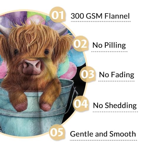 Highland Cow Blanket Gifts - 60x80 Inches Cute Throw Blanket for Girls - Colorful Soft Fuzzy Blankets for Bed, Couch & Living Room