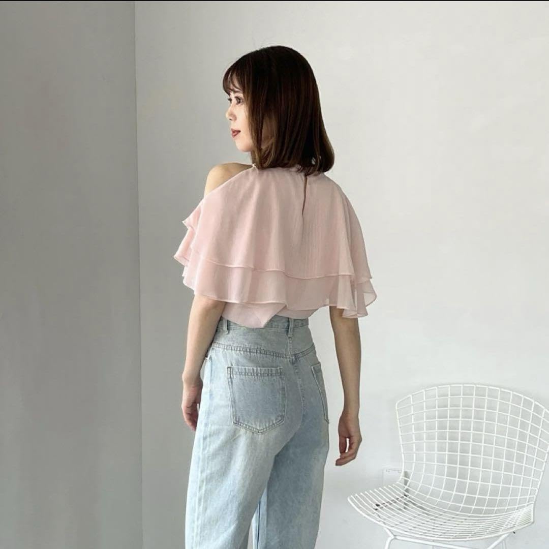 Amazon.co.jp: 超Olu. オルドット2wayショルダーフリルシアーブラウス
