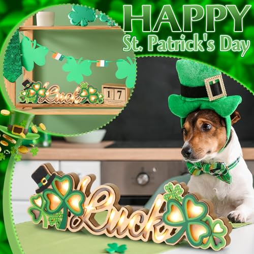 Décoration de table Saint-Patrick en bois avec LED - 5
