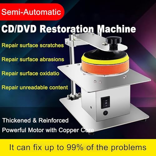 DVD/CD Poliermaschine, Reparatur Reinigungsgerät, Edelstahl Chassis, 7-Gang-Einstellung, 6000 U/min, für Disc Scratch Repair & Data Recovery