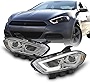 AKKON - For 2013-2016 Dodge Dart LED Light Tube DRL + Premium Projector Headlights Chrome Pair Housing