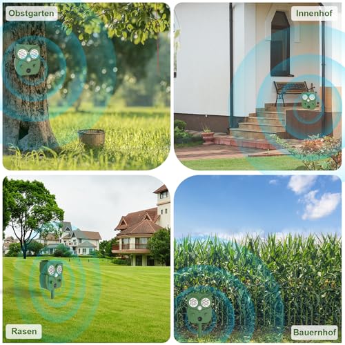 Katzenschreck Ultraschall 2 Stück, Katzenschreck für Garten, Wasserdicht IP65, zur Vertreibung von streunenden Katzen und Anderen Tieren