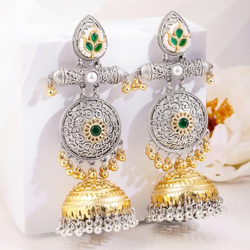 Image of Rubans Oxidised Dangle Earrings Boho Statement Jewellery Gift for Women & Girls