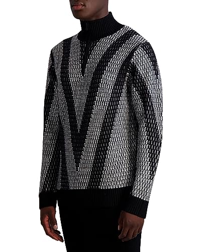 KARL LAGERFELD Men's Jacquard Half Zip Sweater2