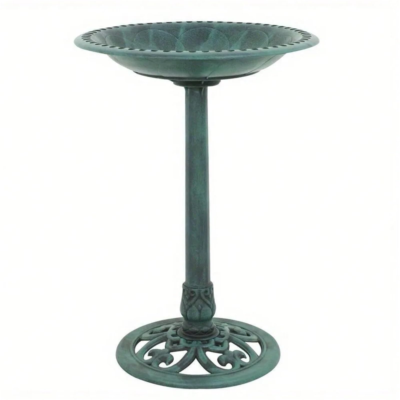 Metal Bebedero pajaros con Pie Baño for pájaros de Lujo 28" Verdigris ensamblado | Comedero for pájaros Jardín al aire libre Patio trasero