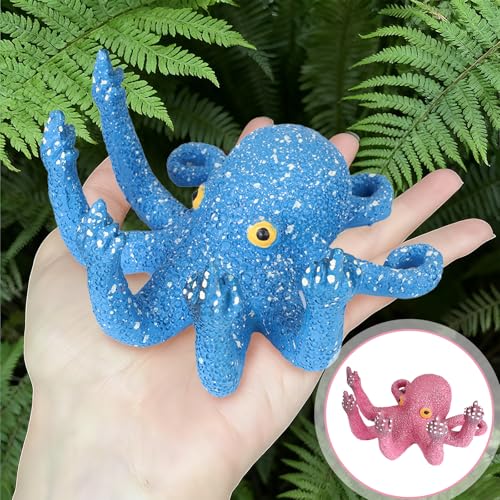 Estatua de pulpo con dedo medio luminosa azul y púrpura miniatura 3