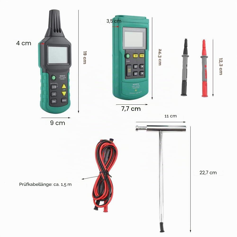 MS6818 Wire Kabelortung Netzwerkkabel Telefonkabel Finder 12V-400V AC/DC Erdungsrohrdetektor