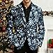 Christmas Blazer for Men One Botton One Button Fashion Suit Jacket Wedding Xmas Print Notched Lapel Winter Colthes Navy Large