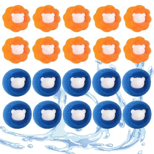 20 Piezas Atrapa Pelos Lavadora, Bolas para Lavadora, Bolas Atrapa Pelos para Lavadora, Recogedor de Cabello para Lavadora, Removedor de Pelo para Mascotas, para Secadora y Lavadora