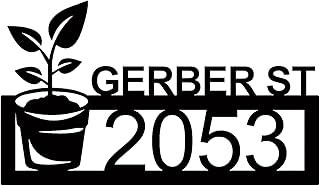 etdv Personalized Metal Address Sign with Flowerpot Personalized House Number Sign Personalized Address Plaque Custom Metal Address Customized House Number Sign Personalized Address Plaque for Home