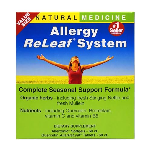 Herbs Etc. Allergy ReLeaf System - Seasonal Discomfort Supplement - Provides Seasonal Support for Sneezing & Itchy Eyes - Supports Sinus Function - 60 Softgels (60 Servings), 60 Tablets (60 Servings)