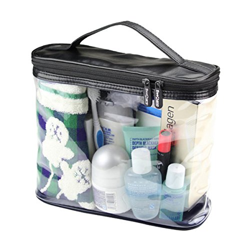 BeeChamp Clear PVC Travel Toiletry Accessories Zipper Bag Transparent Cosmetics Pouch with Handle