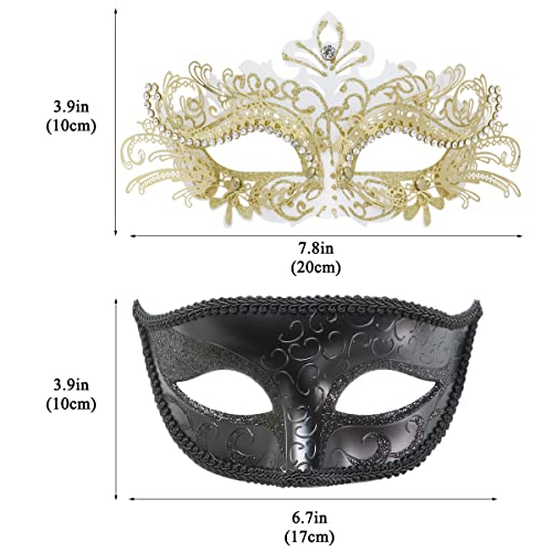 Image of Coddsmz Couple Masquerade Mask Set - Venetian & Mardi Gras Mask for Women & Men