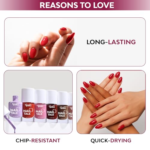 Image of Glam21 Nail Tale Nail Polish | Glossy Gel Finish | Rich Pigmentation | Chip Free | Quick Drying Formula | Long Lasting Nail Polish for Women | 9ml | Shade-26