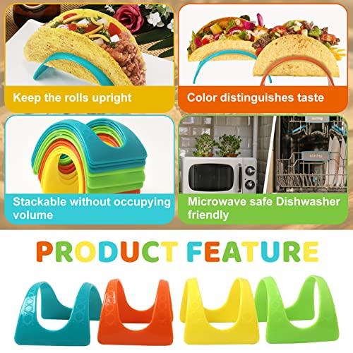 Qfeley 36 Pack Taco Holder Stands Plastic Colorful Taco Tray Plate Racks Hard Plastic Taco Shell Rack Party Serving Tray Set For Tortillas Burritos(Green/Red/Yellow/Blue) Dishwasher & Microwave Safe #TOP2