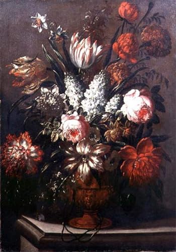 Portrait Tableaux Toile Fleurs Vintage Peinture Verbruggen Décoration Murale Chambre 60x90