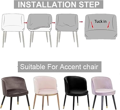 Miniatura 5 de Juego de 6 fundas para sillas de comedor de terciopelo elástico, con respaldo curvo moderno, protector para sillón decorativo para sala de estar,