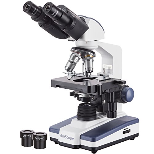 AmScope B120B Siedentopf Binocular Compound Microscope, 40X-2000X Magnification, Brightfield, LED Illumination, Abbe Condenser, Double-Layer Mechanical Stage