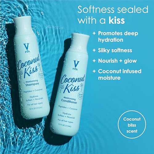 Image of V&Co. Beauty Moisturizing Shampoo and Conditioner Set (12 Oz. Each) - Sulfate Free, Color Safe, and Gentle Formula with Peptide Technology Boosting Hydration for Dry, and Color Treated Hair
