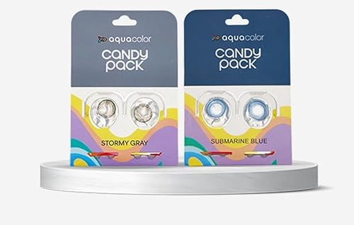 Aqua color Daily Disposable Color Contact Lens candy Combo pack (2, Stormy Gray & Submarine Blue)