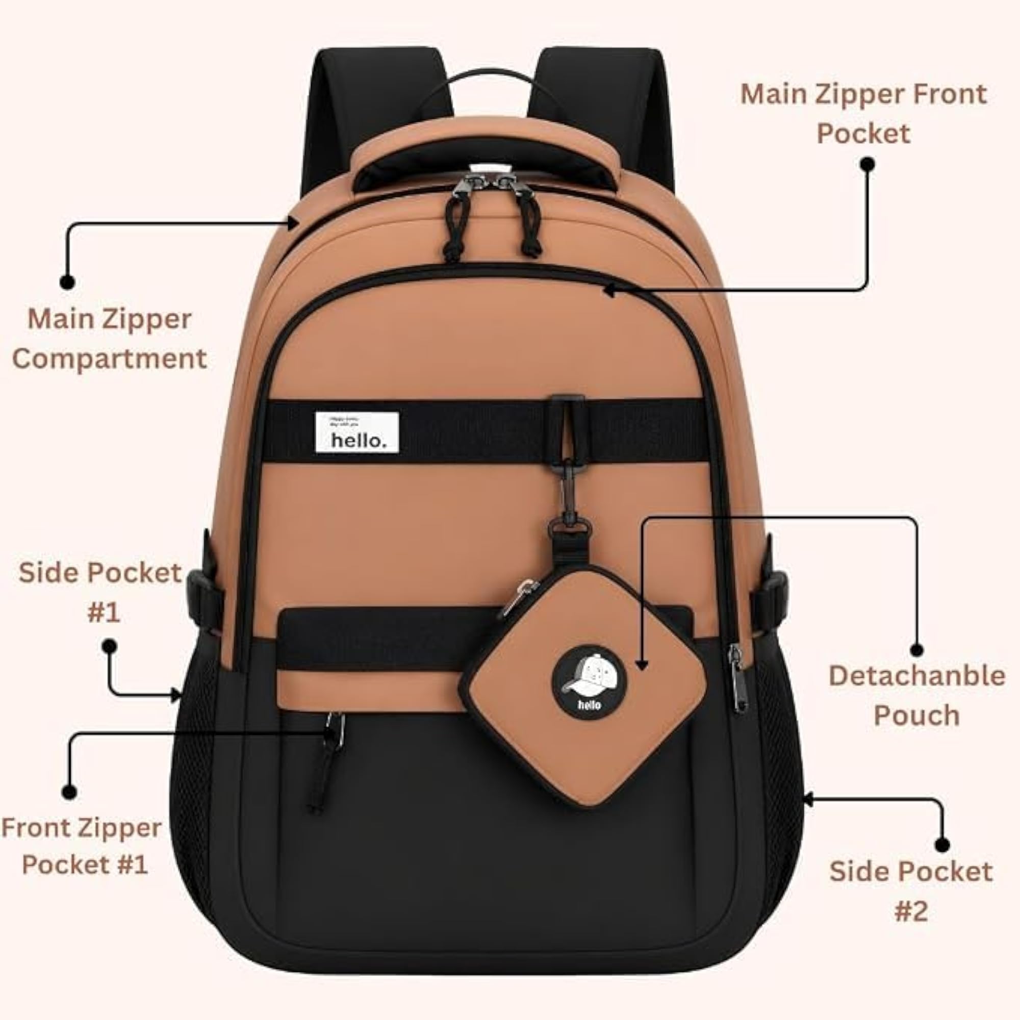 School Backpack for Boys & Girls, 49 cm Water Resistant Bag