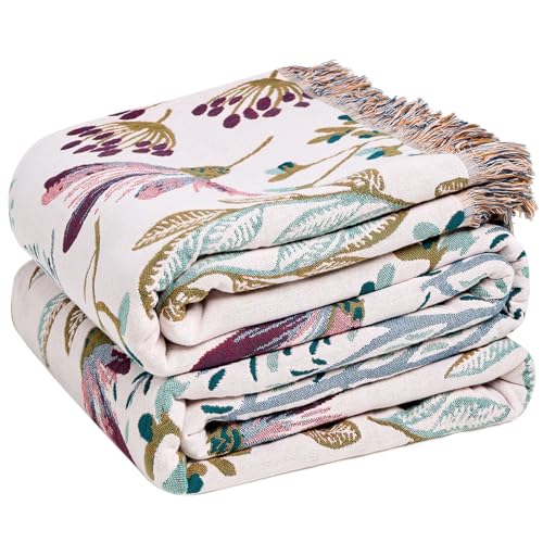 Image of LUTBM Boho Throw Blanket for Couch 50 inchx60 inch, Cotton Decorative Bed Throw
