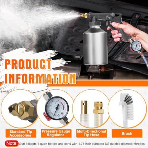 Image of Air Undercoating Spray Gun Set, Use for Truck Bed Liner Coating, Rubberized Undercoat, Anti-Rust Spray Painting, with Adjustable Nozzles, Pressure Regulators - For cans with a caliber diameter of 42mm