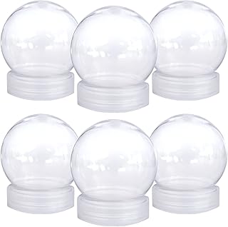 Aweyka 6 Pieces DIY Snow Globe Water Globe 3.6 Inch Clear PET Plastic with Screw Off Cap for DIY Crafts Christmas Decoration