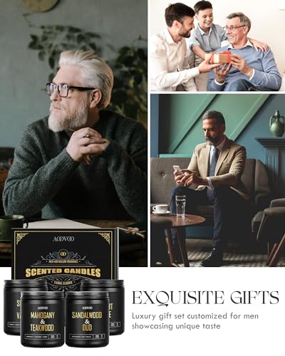 AOOVOO Scented Candles for Men - 4 Pack Candles for Home Scented, 36oz Soy Wax, 200 Hour Burn Time, Men Candle Set, Sandalwood Oud/Mahogany Teakwood/Smoke Vanilla/Jasmine Candle Set A - Image 6