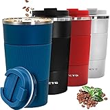 Termo Taza 510ml, Termo Cafe Cafe para Llevar de Acero Inoxidable, Taza de Viaje para 100% Cafe a Prueba de Fugas para Bebidas Frías y Calientes Bebidas té Café Agua (azul -510ml)