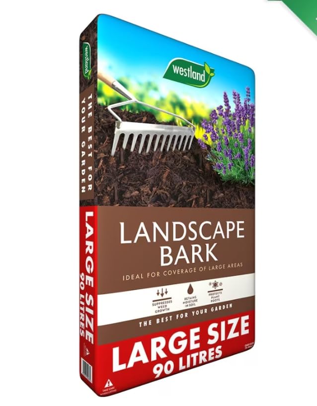 Westland Landscape Bark 90L Large Size Garden Mulch for Landscaping Weed Suppression Moisture Retention & Root Protection Decorative Bark for Flower Beds Borders & Large Garden Areas
